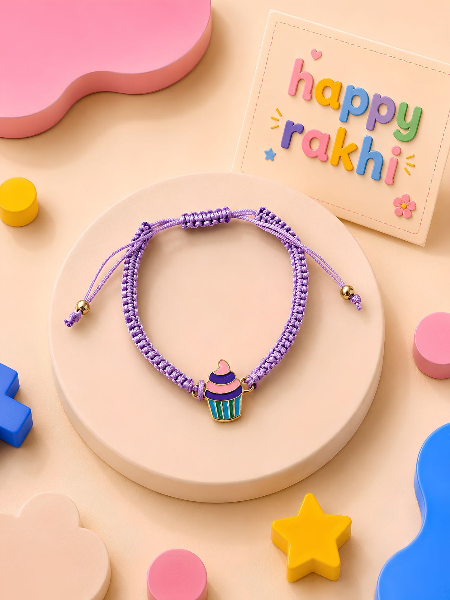 Cupcake charm thread work bracelet Rakhi for girls