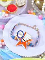 Badminton motif kids bracelet Rakhi with lobster clasp