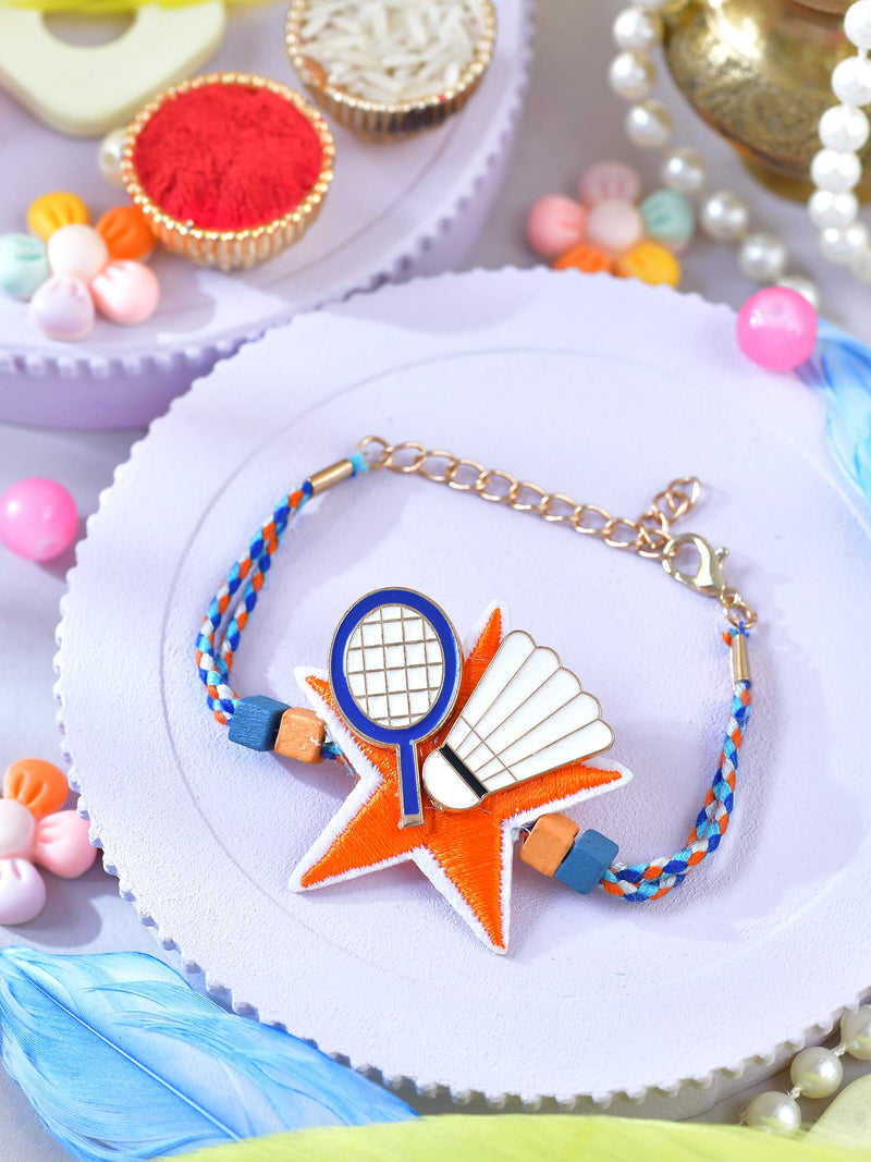 Badminton motif kids bracelet Rakhi with lobster clasp
