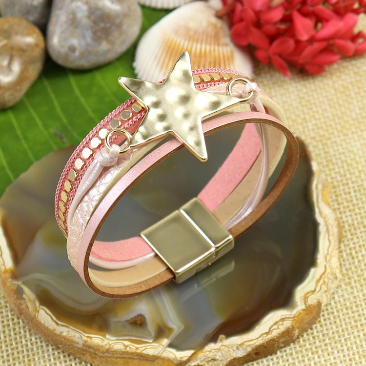 Multi Layered Leather Star Bracelet