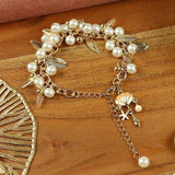 Heavy Pearl Seashell bracelet, laid flat