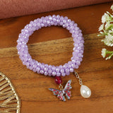 Crystal Beaded Butterfly Hairtie bracelet, laid flat
