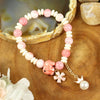 Ceramic Beads Evil Eye bracelet, laid flat
