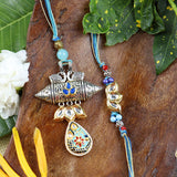Kundan Fusion Bhaiya Bhabhi Rakhi Pair [Blue]