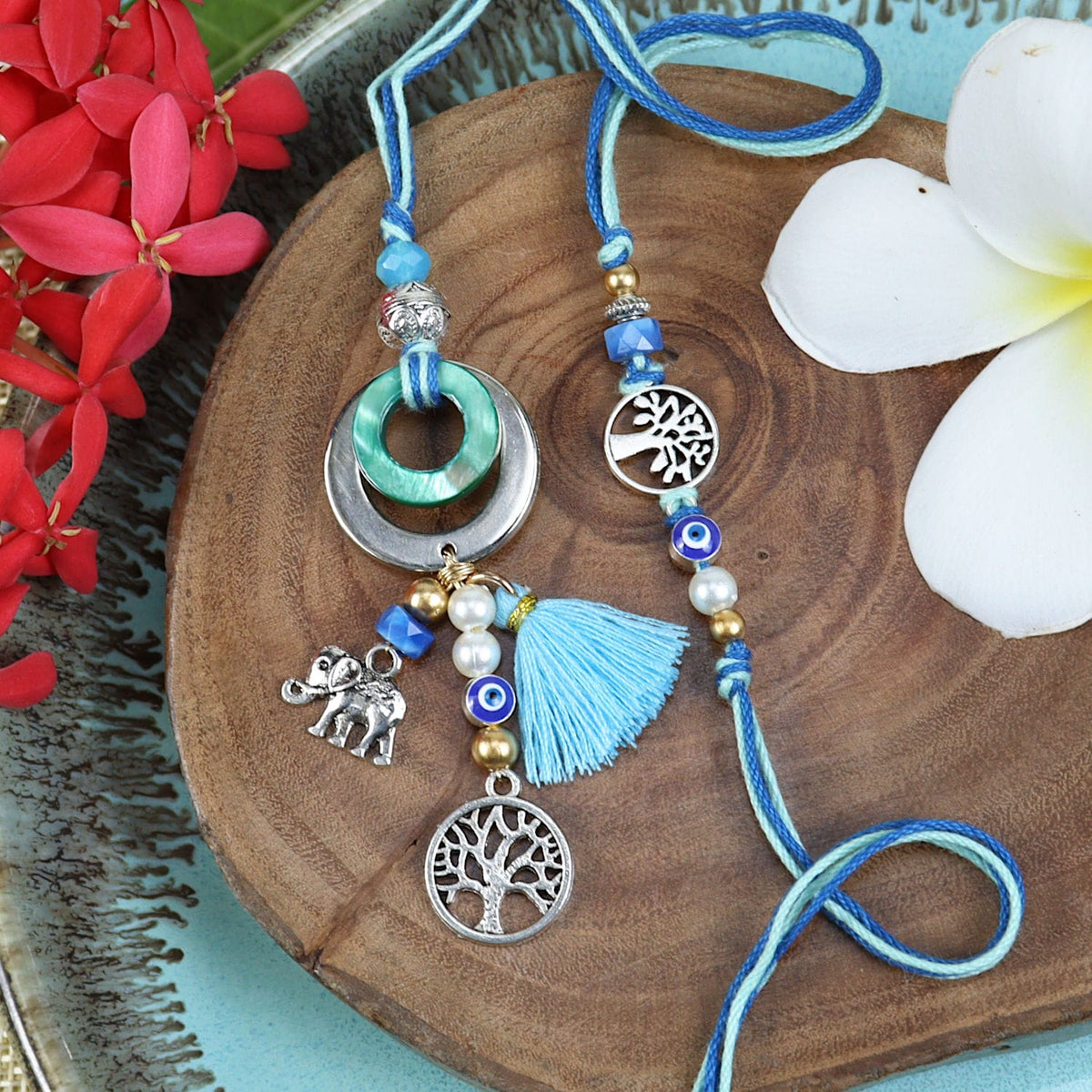 Tree of Life Evil Eye Bhaiya Bhabhi Rakhi Pair