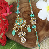 Handpainted Kundan Stone Bhaiya Bhabhia Rakhi Pair