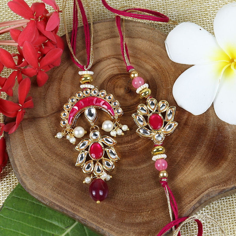 Kundan Stone Bhaiya Bhabhi Rakhi Pair