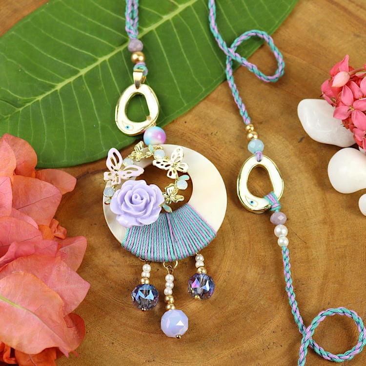 Butterfly Floral Charm Bhaiya Bhabhi Rakhi Pair