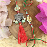 Kundan Oxidized Pendant Bhaiya Bhabhi Rakhi Pair [LS25-064]