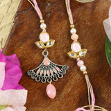 Kundan Oxidized Pendant Bhaiya Bhabhi Rakhi Pair [LS25-065]