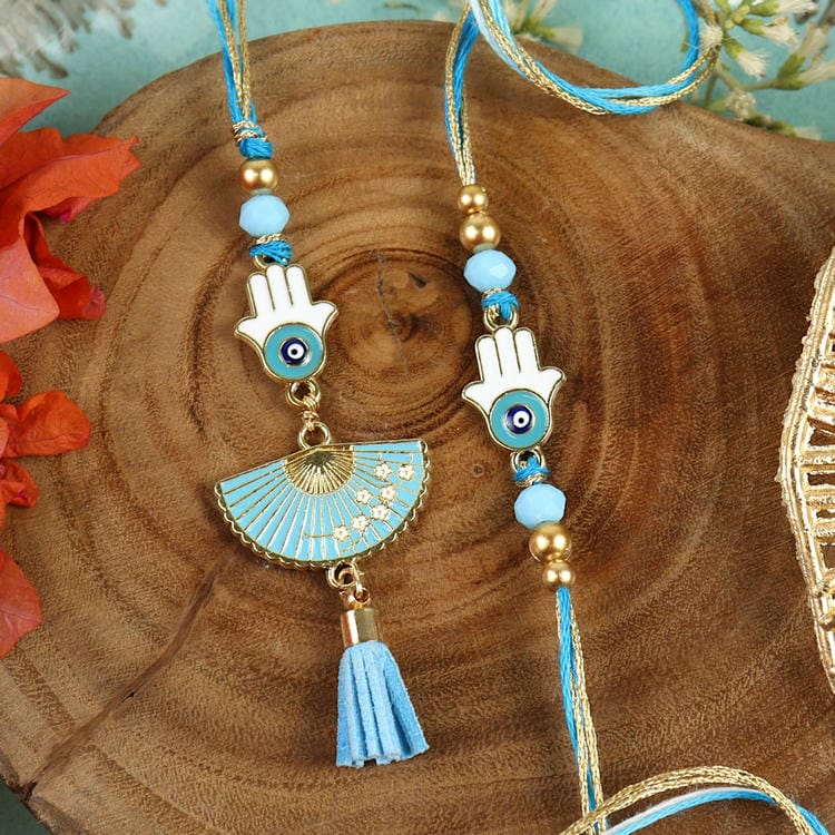 Evil Eye Hamsa Bhaiya Bhabhi Rakhi Pair [LS25-079]