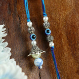 Evil Eye Pearl Drop Bhaiya Bhabhi Rakhi Pair [LS25-081]