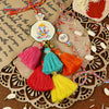 Ganpati Multi-Tassel Bhai Bhabhi Rakhi pair — Rakhi and Lumba laid flat
