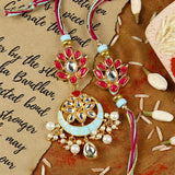 Meena Kundan Bhai Bhabhi Rakhi pair — Rakhi and Lumba laid flat