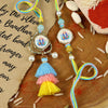 Ganpati Tassel Bhai Bhabhi Rakhi pair — Rakhi and Lumba laid flat