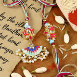 Meena Kundan Bhai Bhabhi Rakhi pair — Rakhi and Lumba laid flat