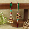 Jhumka Bhai Bhabhi Rakhi pair — Rakhi and Lumba laid flat