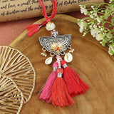 Oxidised Lotus Tassel Lumba, laid flat