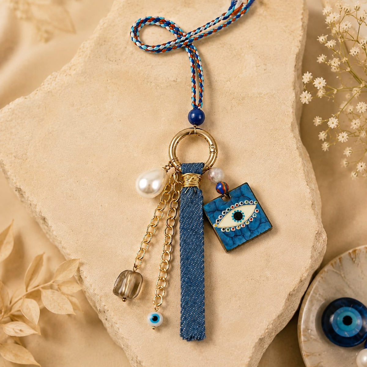Evil Eye Denim Bag Charm Lumba