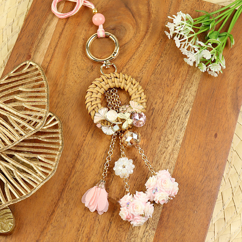 Floral Rattan Bag Charm Lumba for Girls