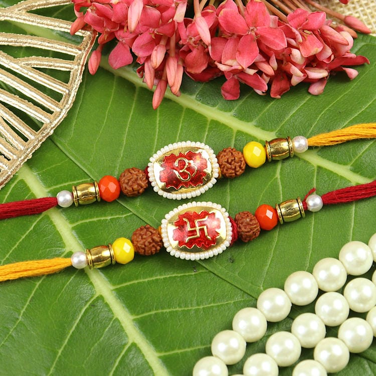 Om Swastik Rudraksha Thread Rakhis [Set of 2]