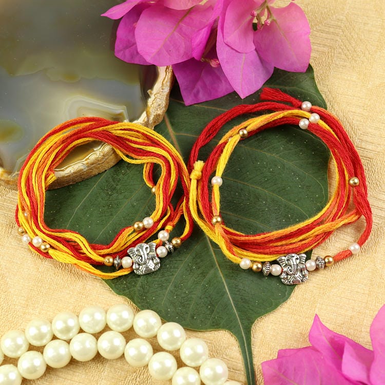 Ganesha Long Thread Rakhis [Set of 2]