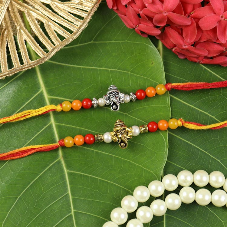 Set of 2 Ganesha Rakhis – Designer Rakhi by Asthetika for Raksha Bandhan
