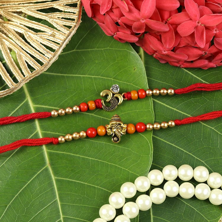Set of 2 Om Ganesha Rakhis – Designer Rakhi by Asthetika for Raksha Bandhan