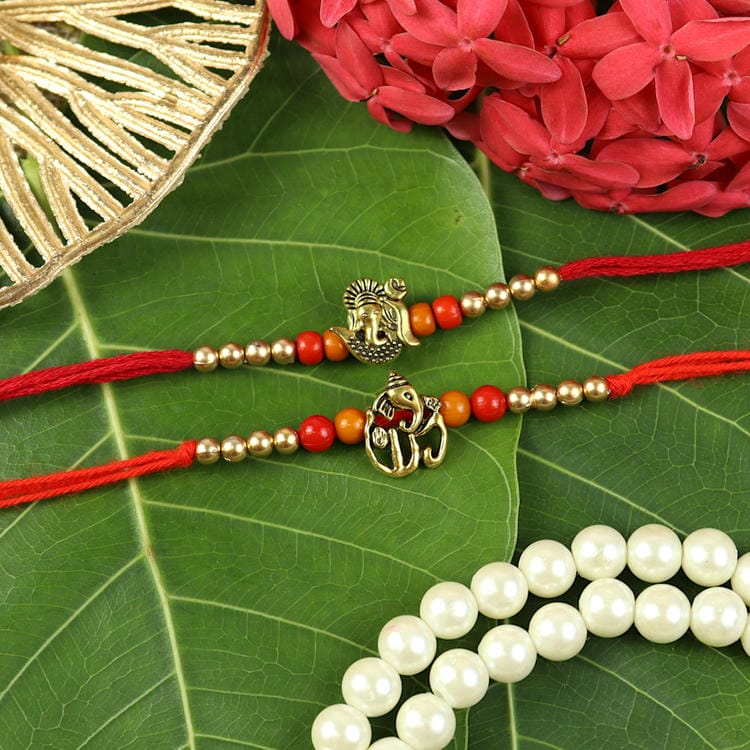 Set of 2 Ganesha Rakhis – Designer Rakhi by Asthetika for Raksha Bandhan