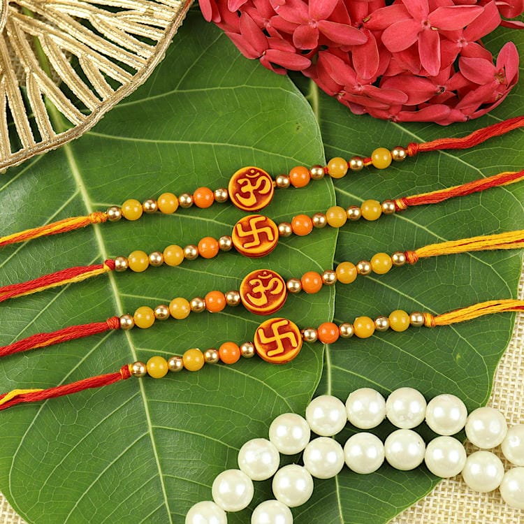 Set of 4 Om Swastik Rakhis – Designer Rakhi by Asthetika for Raksha Bandhan