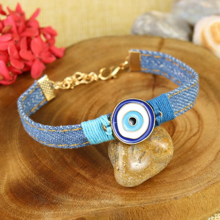 Demin Band Evil Eye Bracelet Rakhi