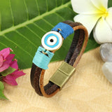Evil Eye Leather Band Bracelet Rakhi