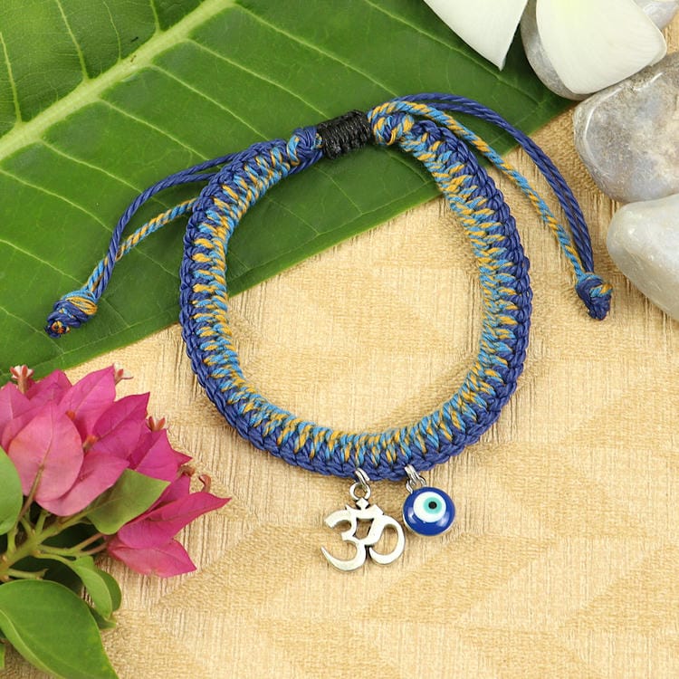 Om Evil Eye Charm Weaved Bracelet Rakhi
