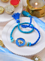 Elephant metal charm Rakhi with fancy tassel on a thread cord