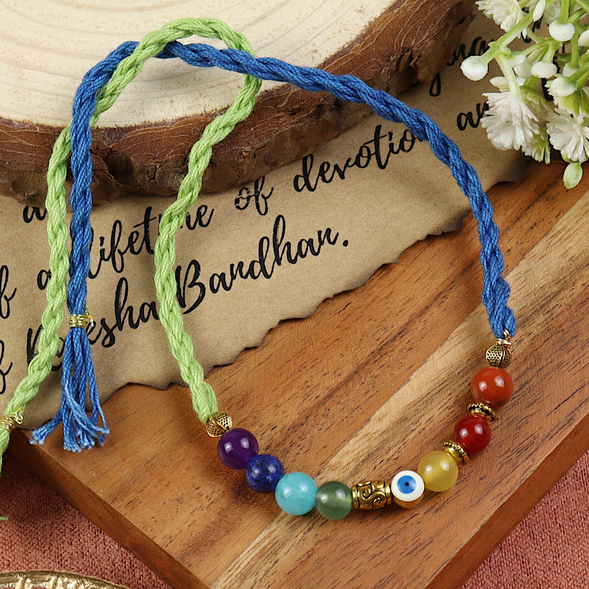 Seven Chakra Seven Chakra Rakhi in seven chakra, laid flat