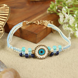 Evil Eye Beaded Bracelet Rakhi, laid flat