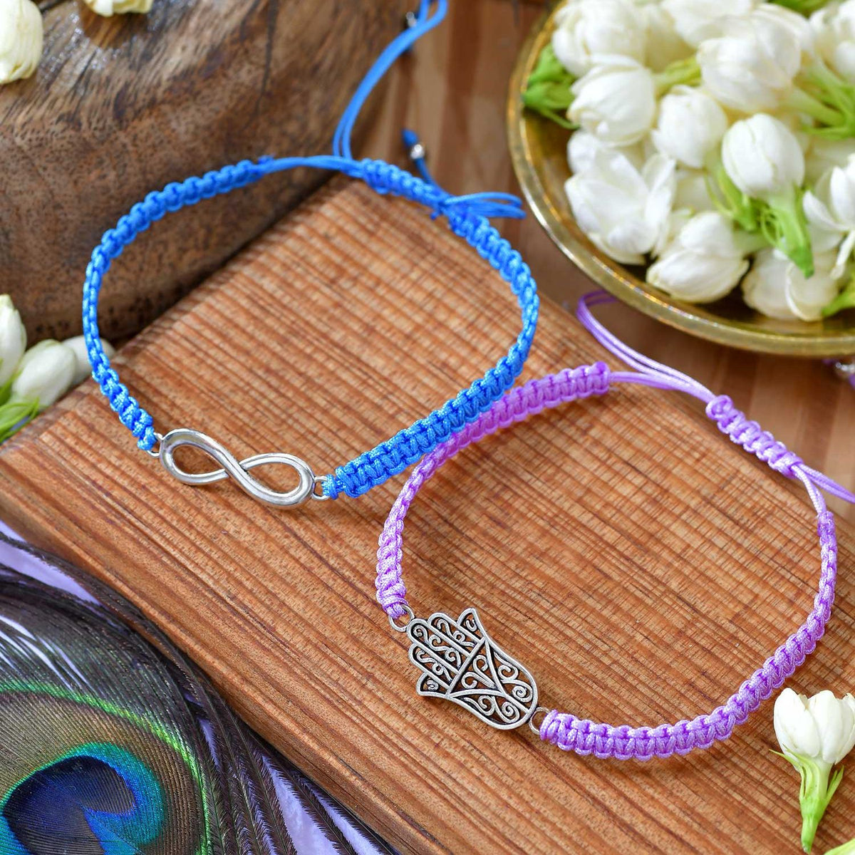 Infinity Hamsa Bracelet Rakhis Set of 2