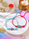 Elephant Hamsa Evil Eye Bracelet Rakhis set of 2 on a surface