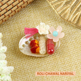 Mother-of-Pearl Resin Flower Roli Chawal Set