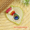 Beaded Peacock Mat Roli Chawal and Nariyal Set
