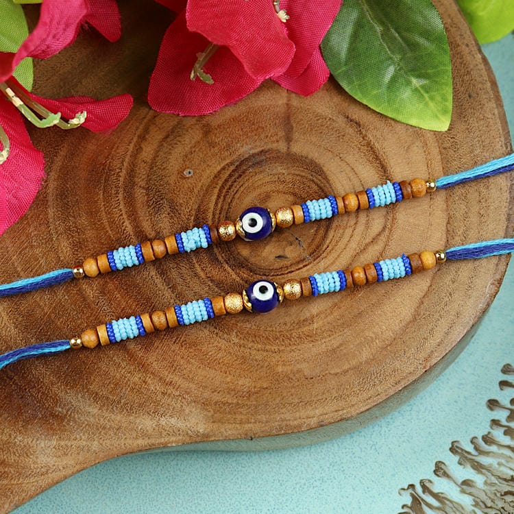 Set of 2 Evil Eye Beaded Rakhis – Designer Rakhi by Asthetika for Raksha Bandhan