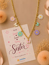 Floral charm necklace, laid flat