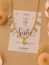 Multi charm necklace, laid flat