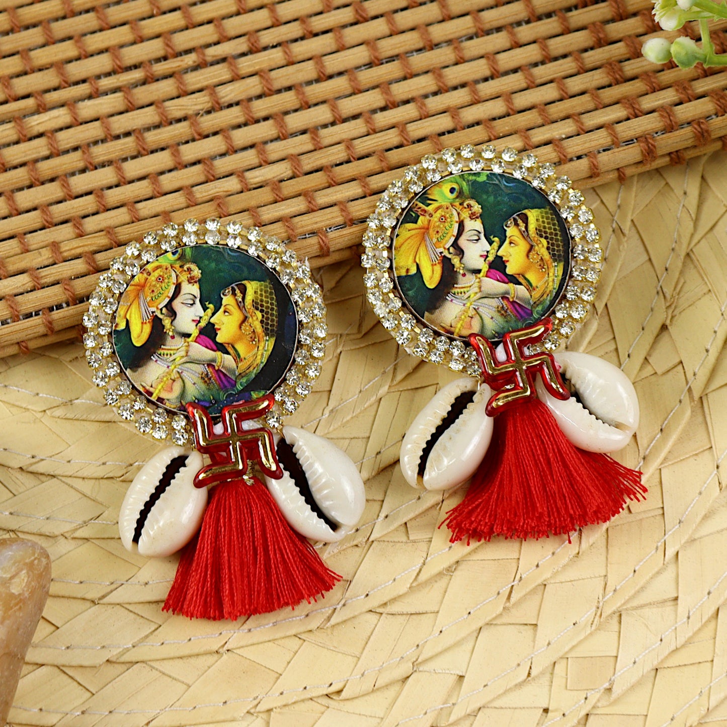 Radha Krishna Shell Swastik Tassel Soon