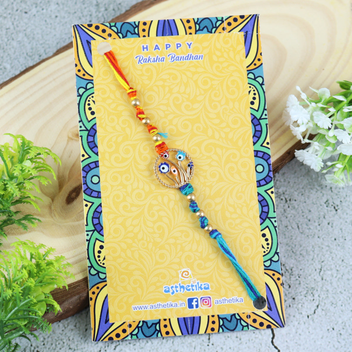 Colourful Evil Eye Stone Rakhi