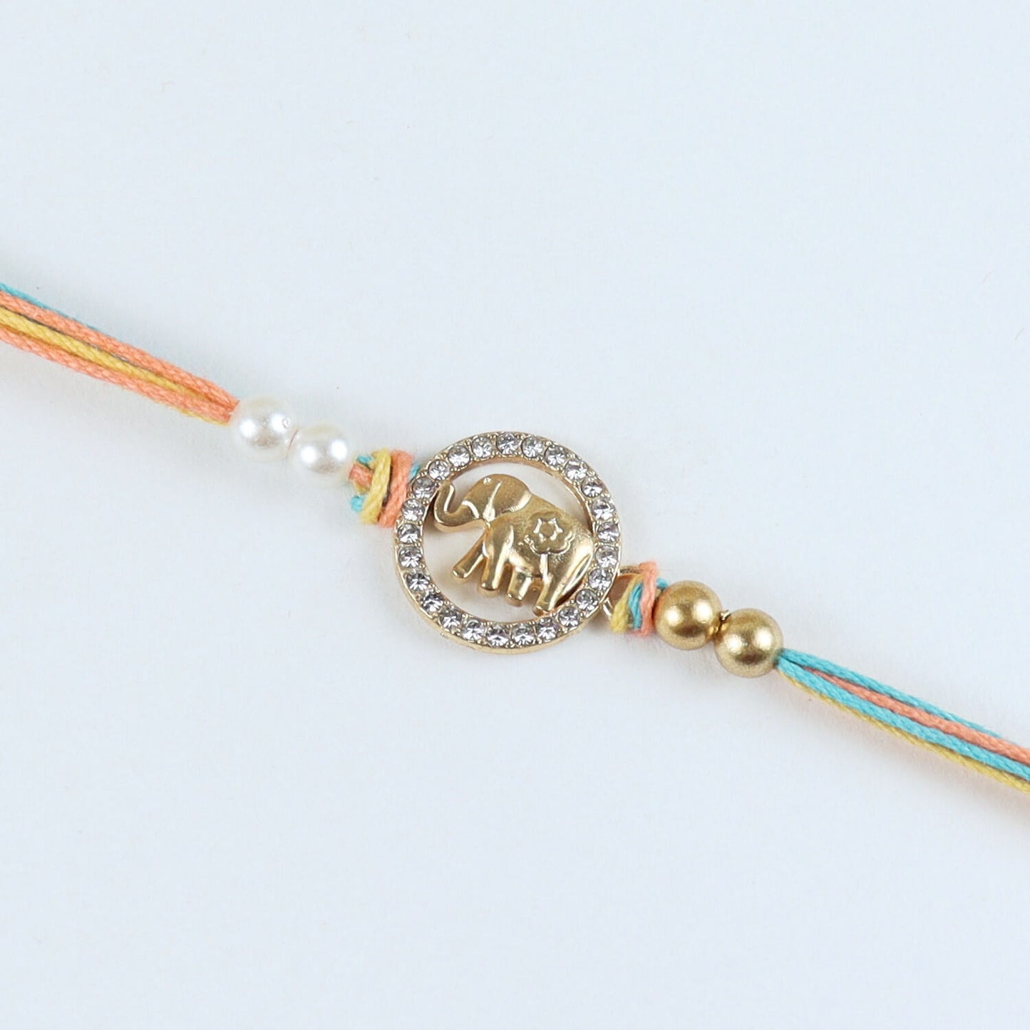 Elephant Diamond Stone Rakhi with Fancy Tassels