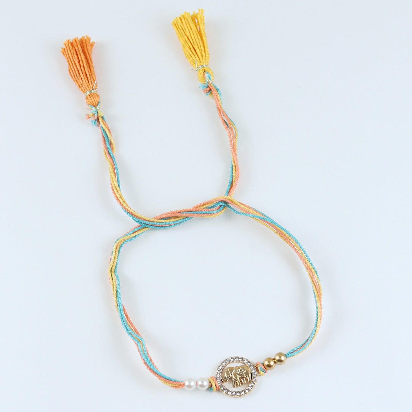 Elephant Diamond Stone Rakhi with Fancy Tassels