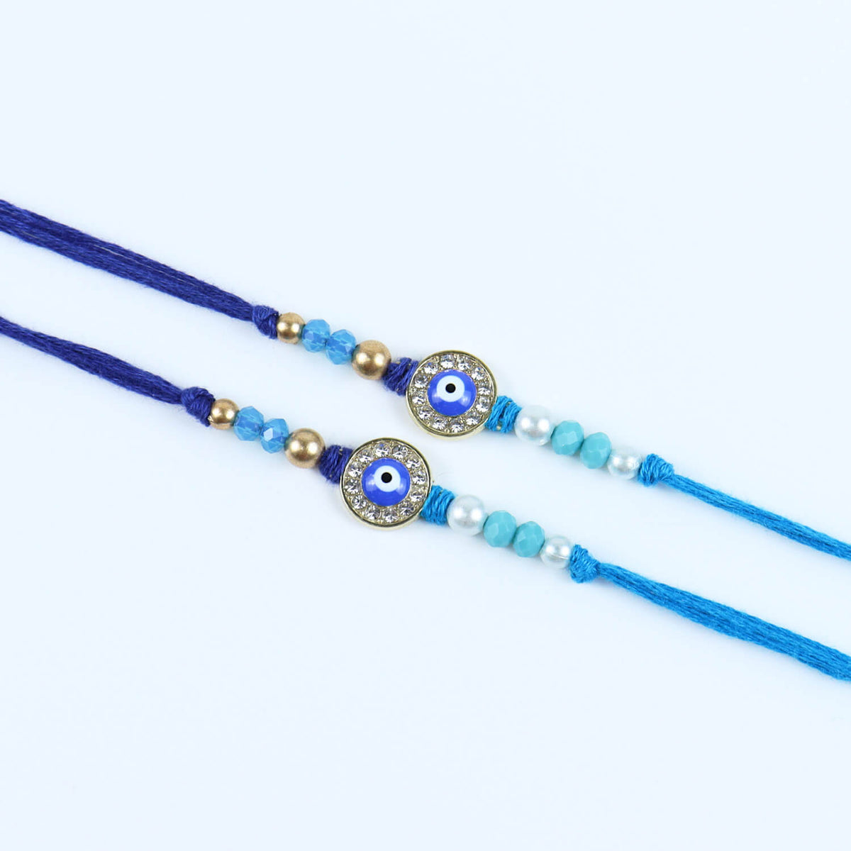 Evil Eye Diamond Stone Rakhis - Set of 2