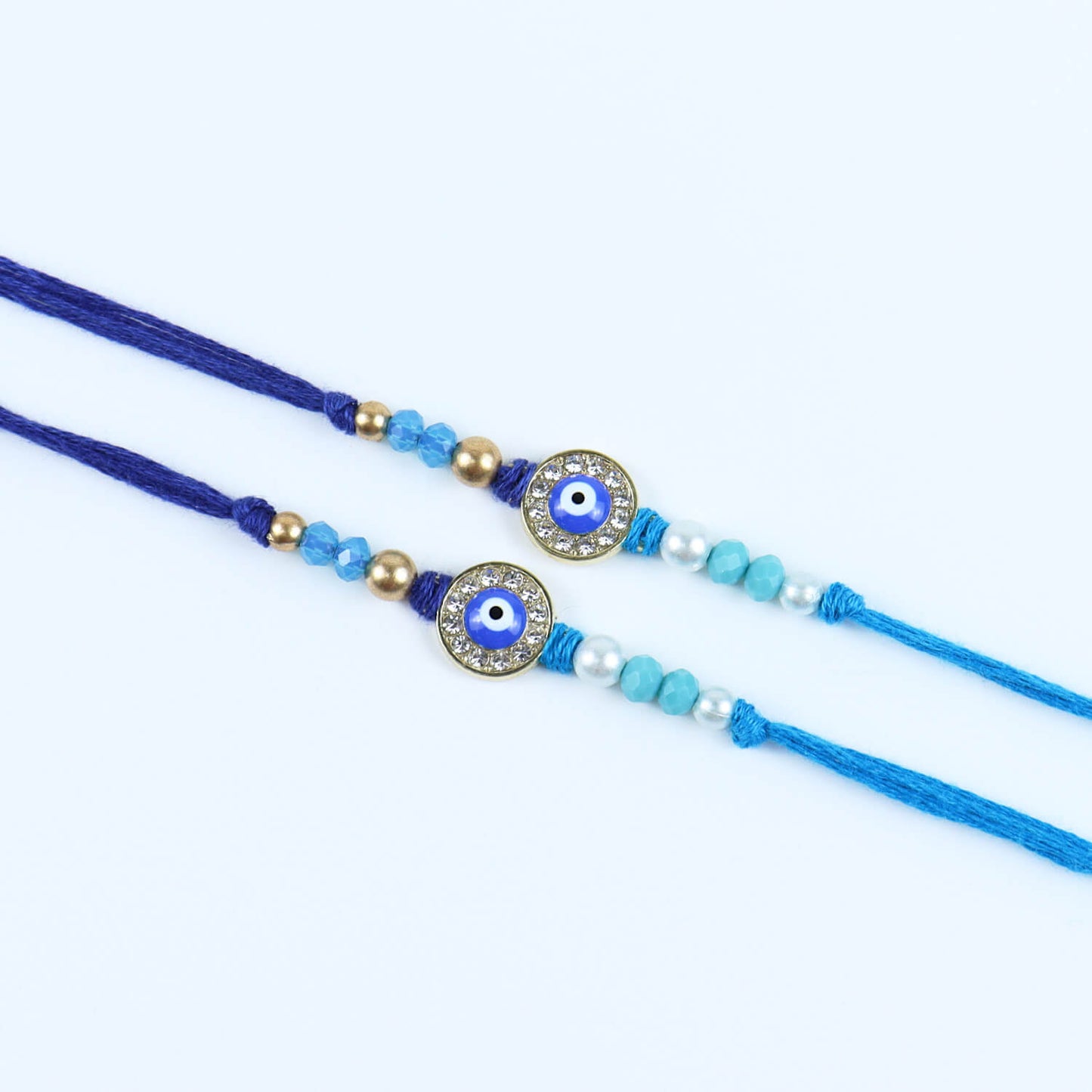 Evil Eye Diamond Stone Rakhis - Set of 2