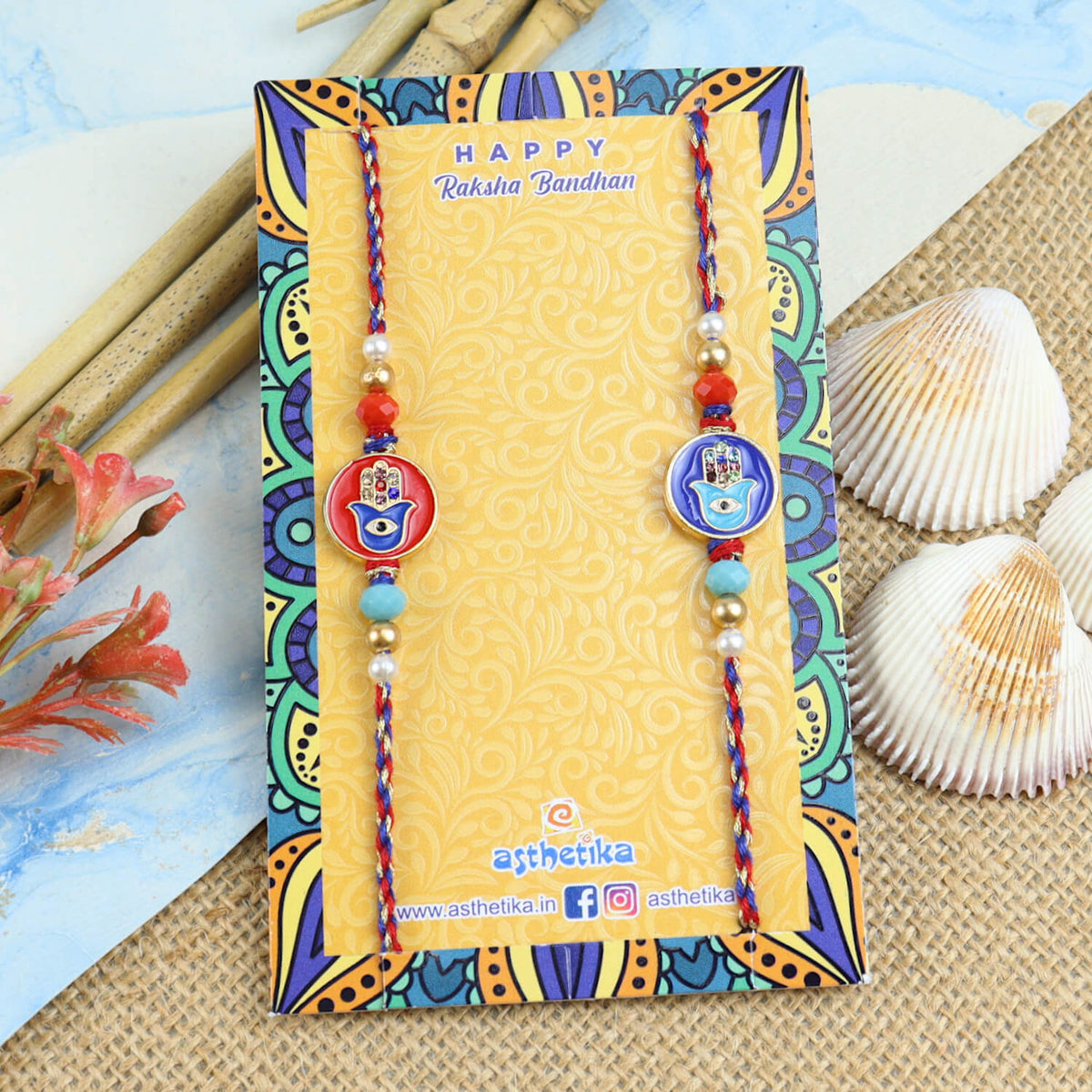 Hamsa Evil Eye Rakhis - Set of 2